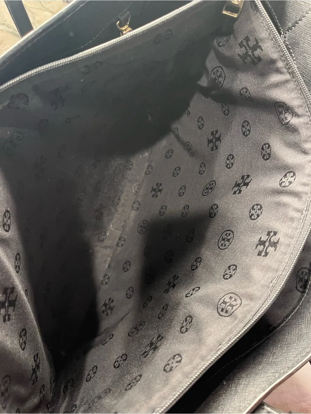 Tory Burch Black Logo-Print Interior Shoulder Bag